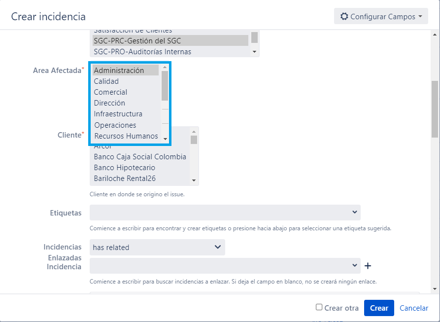 NC2 Continuación: Area Afectada